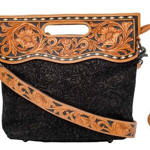 American Darling clutch/crossbody black embossed purse.